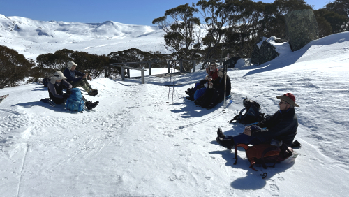 Club members lunching at Charlotte's Pass.